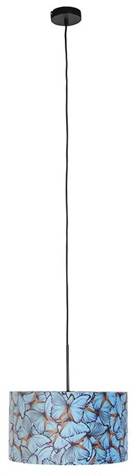 Závesné svietidlo s plyšovým tienidlom Motýle so zlatom 35 cm - Combi