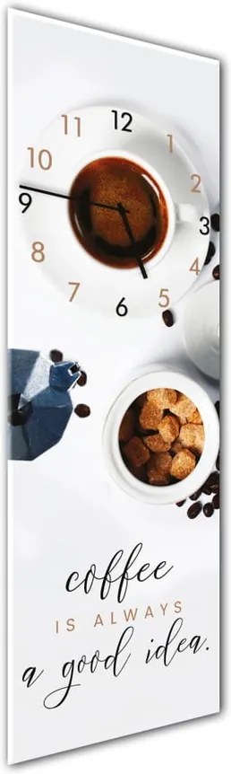 Nástenné hodiny Styler Glassclock Coffee Time, 20 × 60 cm