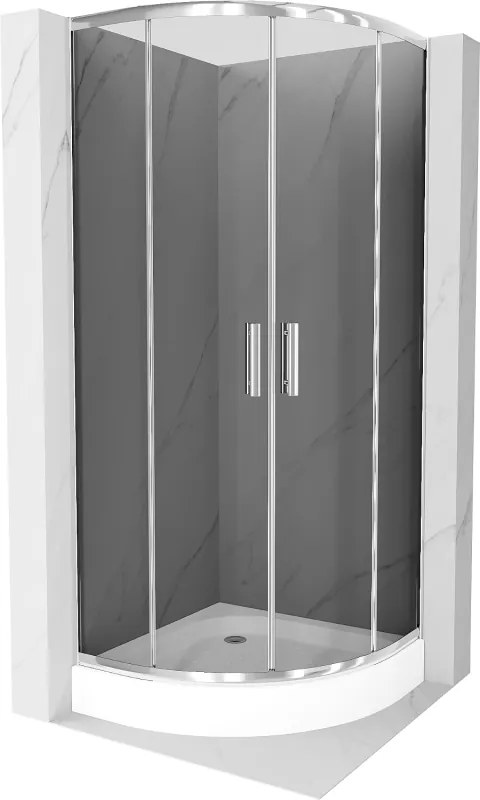 Mexen Rio sprchová kabína polkruhová 80 x 80 cm, grafit, chróm + vanička, biela - 863-080-080-01-40-4710
