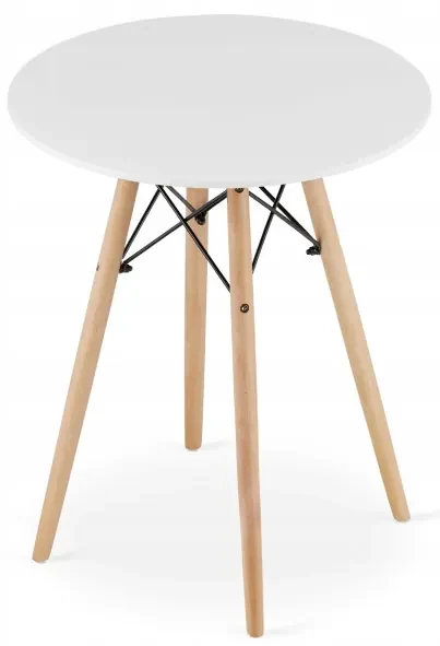 Jedálenský stôl TODI biely 60 cm s dvoma stoličkami LAGO granátové