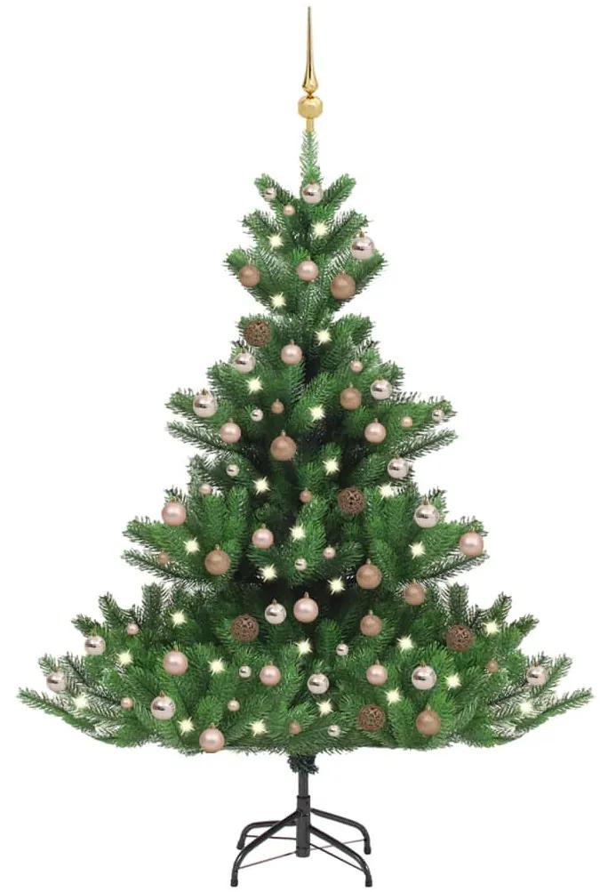 Umelý vianočný stromček jedľa Nordmann LED a gule zelený 240 cm 3077648