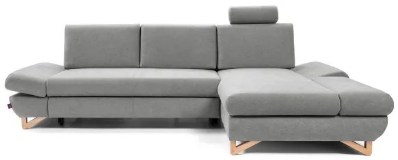 Rozkladacia rohová čalúnená sedacia súprava s úložným priestorom do tvaru L AVESTA pravá sivá