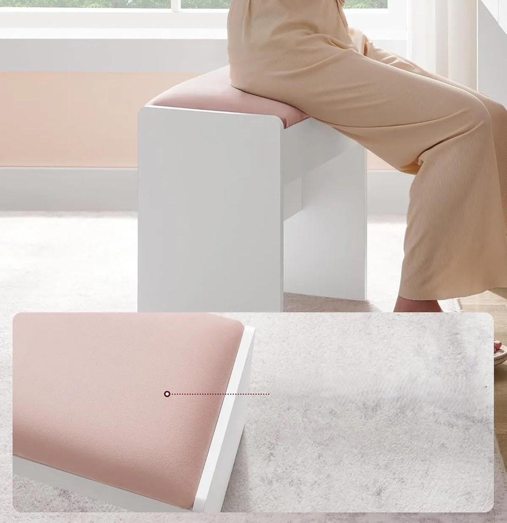 Taburet k toaletnímu stolku Kailyn bílý/růžový