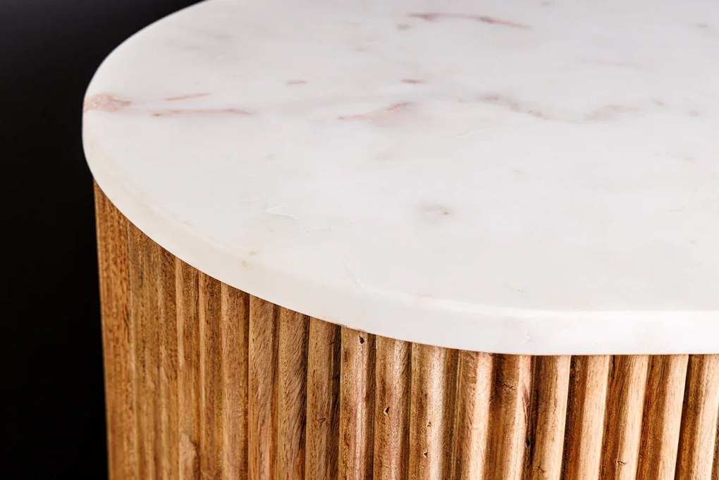 Komoda TRES 70cm mangové drevo a biely mramor