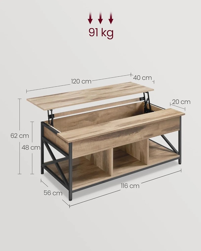 Konferenční stolek Vasagle Undo s prodlužovací deskou camel hnědá/černý