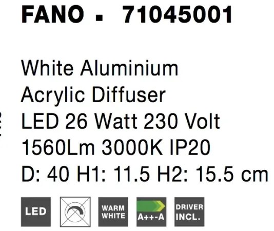 LED stropné svietidlo Fano 40 biele