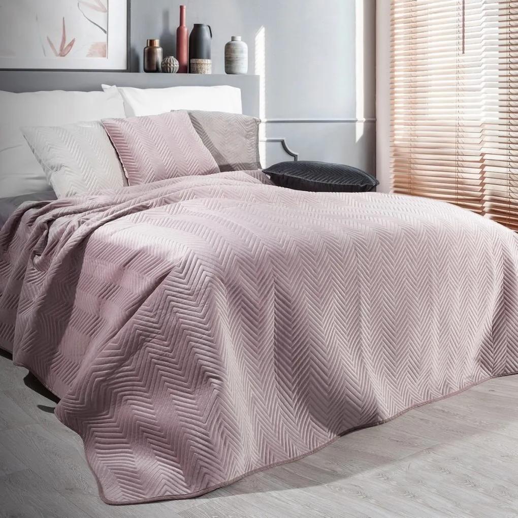 DomTextilu Dekoračný obojstranný prehoz na posteľ púdrovo ružovej farby Šírka: 220 cm | Dĺžka: 240 cm 27505-209345