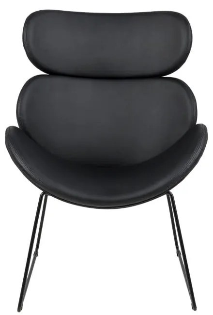 Čierne kreslo z imitácie kože s čiernymi nohami Actona Cazar