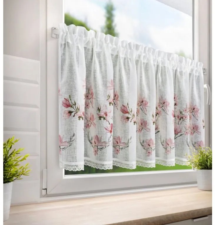 DECOREUM Záclona zdobená čipkou 150 cm x 60 cm biela 100 % polyester Rozmer varianty: 150 cm x 60 cm, Farba varianty: Biela 103168