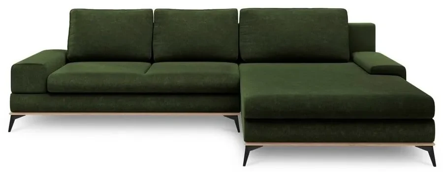 Fľaškovozelená rozkladacia rohová pohovka Windsor & Co Sofas Planet, pravý roh
