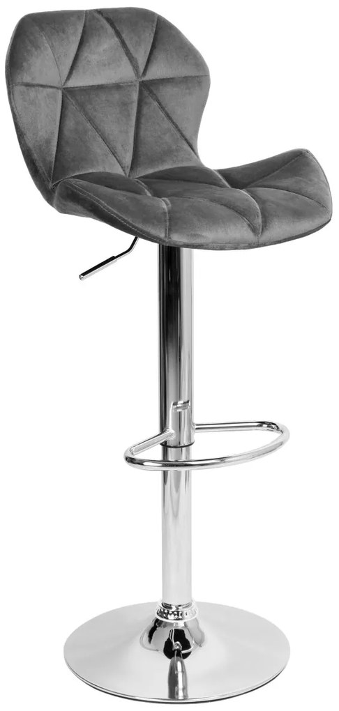 Barová stolička GORDON zamat sivá/strieborná