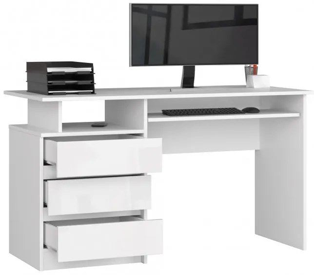 Kancelársky stôl CLP 135 cm biely / biely lesk