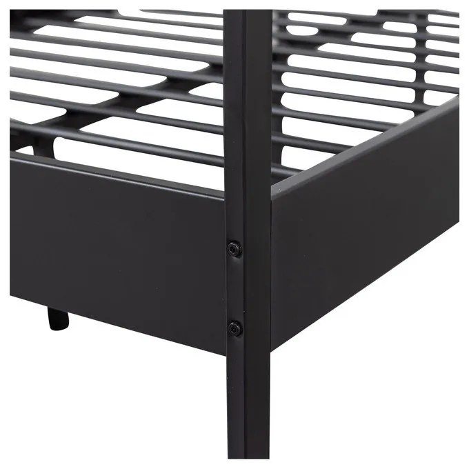 Čierna kovová jednolôžková posteľ s roštom 120x200 cm Mees – WOOOD