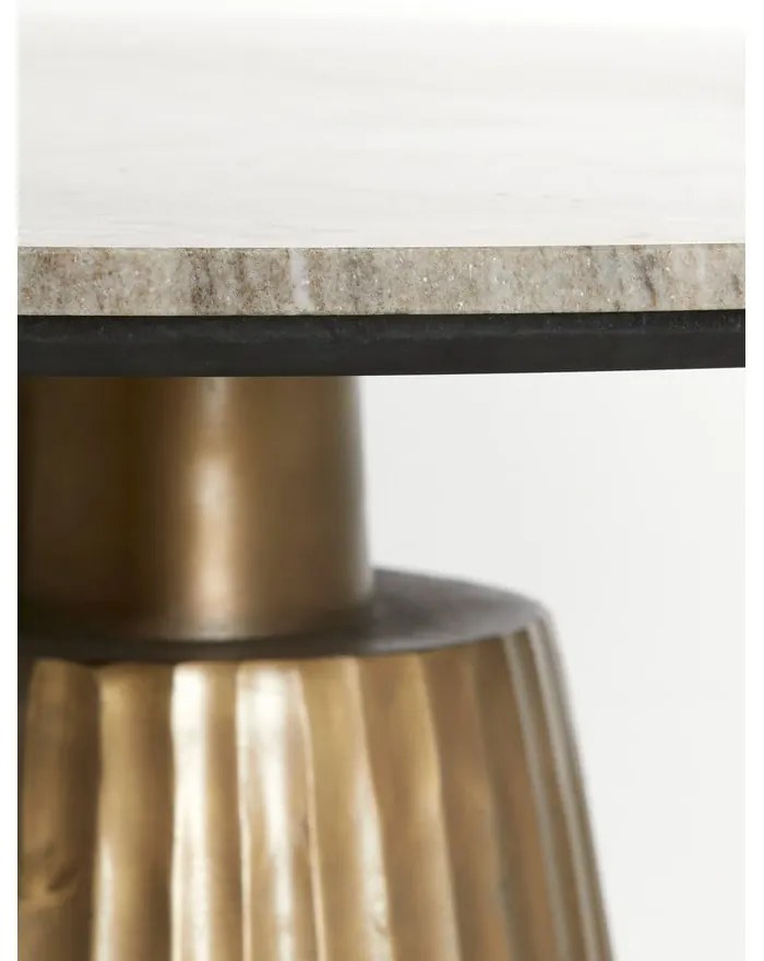 Okrúhly jedálenský stôl v bronzovej a prírodnej farbe s doskou v dekore mramoru ø 100 cm Rianne – Light & Living