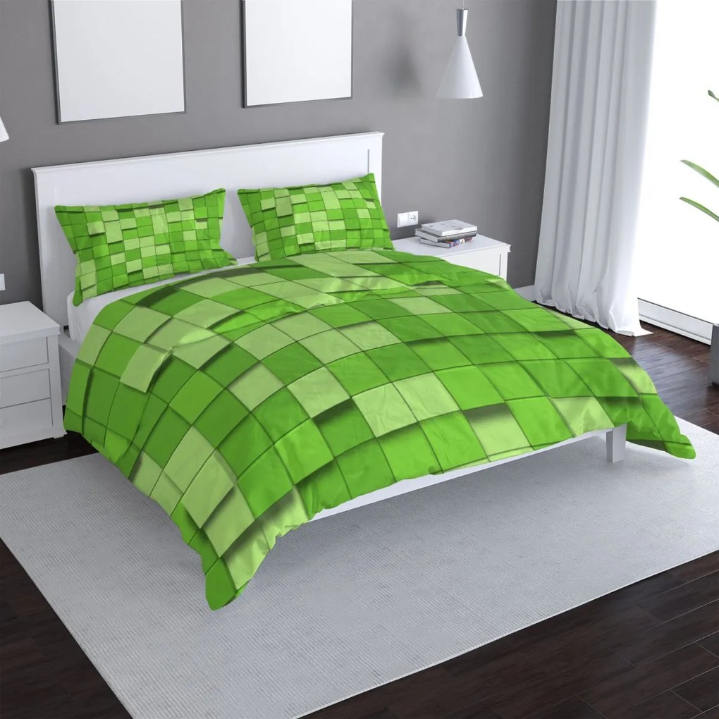 Sablio Obliečky Green Blocks 3D - 140x220 / 90x70