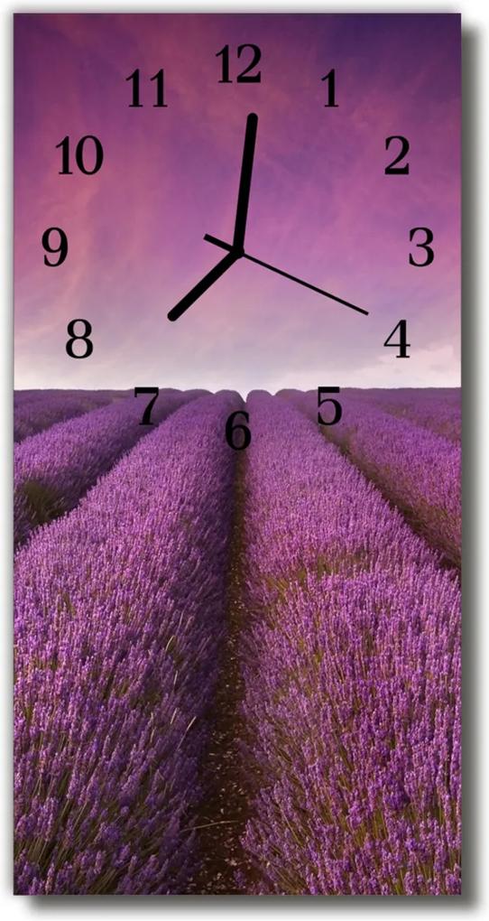 Sklenené hodiny vertikálne  Príroda Purple levanduľa poľa