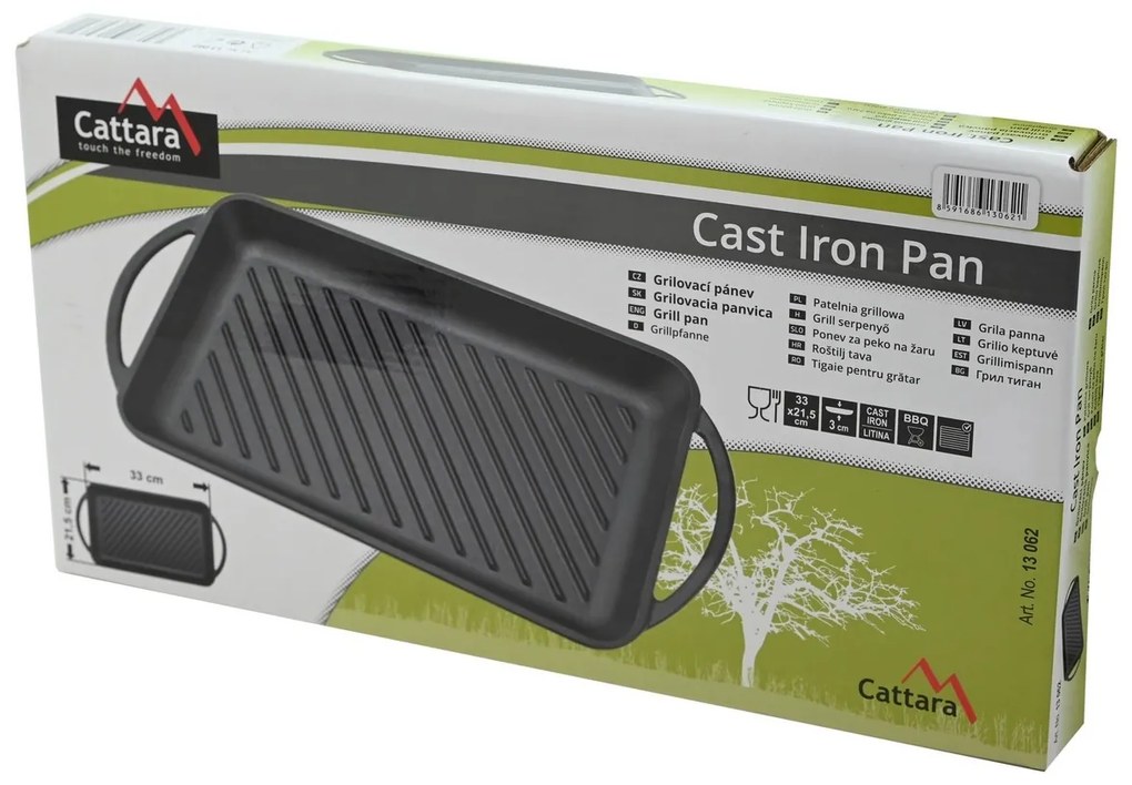 Cattara 13062 Grilovacia panvica s držadlami Liatina, 33 x 21,5 cm