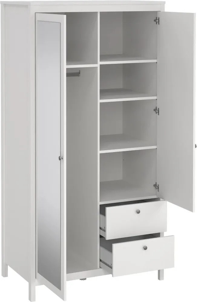 Šatníková skriňa Realty 102 cm so zrkadlom biela