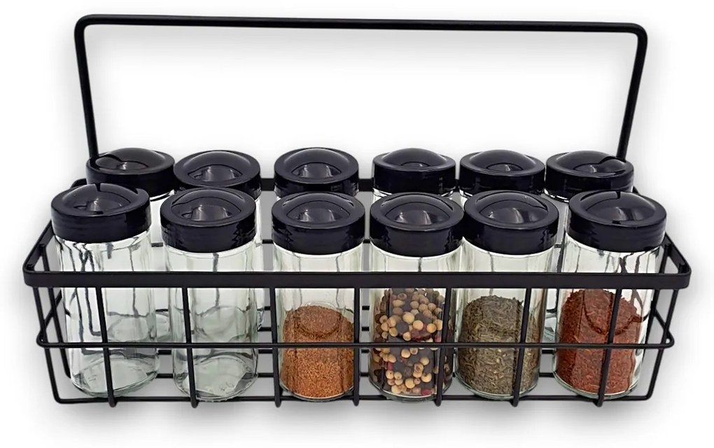 Orion Sada 12 kusov koreničiek BLACK 80ml v čiernom kovovom košíku