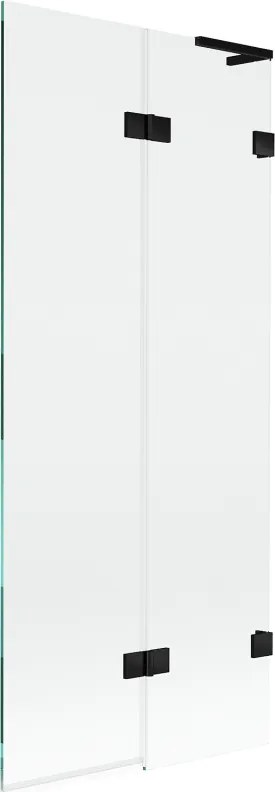 Mexen Lunar L, 2-krídlová vaňová zástena pravá 80 x 150 cm, číre sklo, čierna matná, 897L-080-100-70-00-P