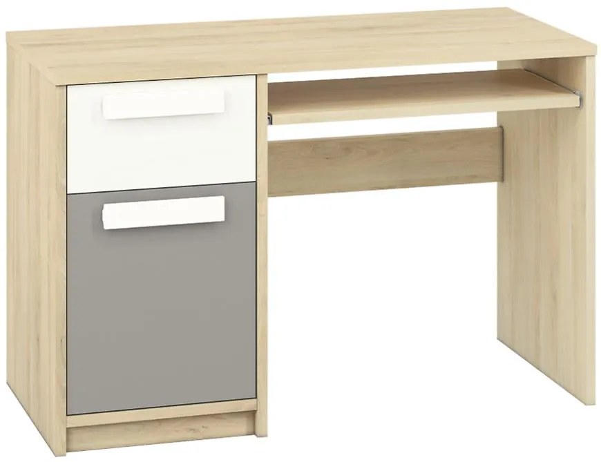 Písací stôl 14 Drop Buk Fjord/Biely/Šedá Platina