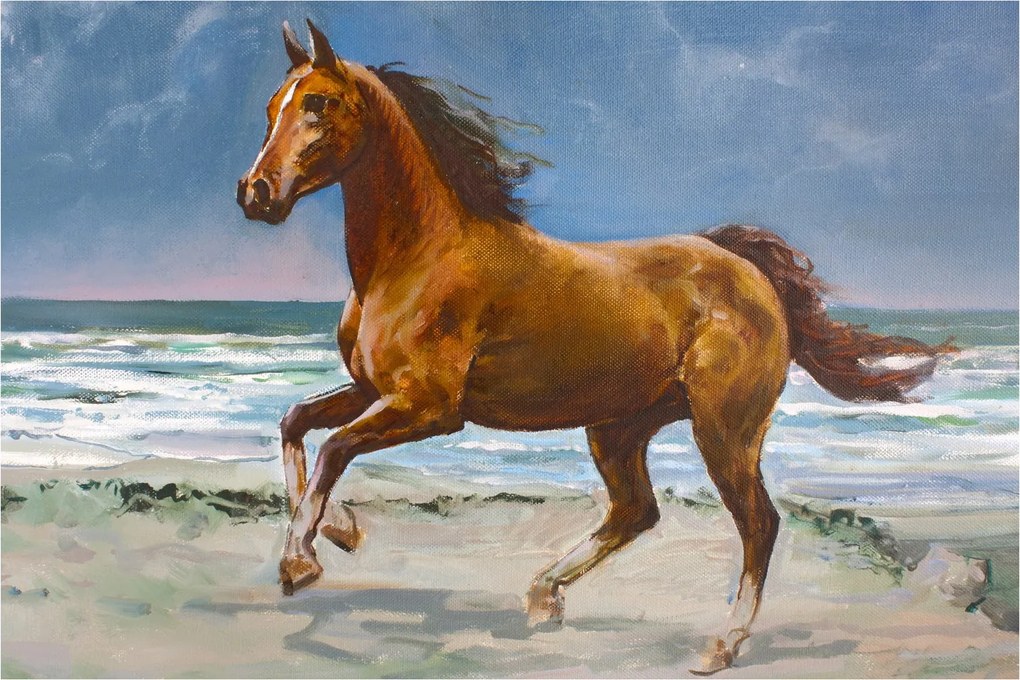 Obraz koňa na pláži (90x60 cm)