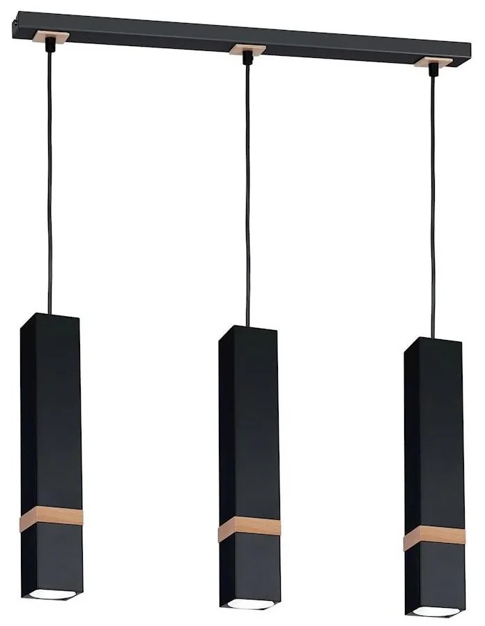 Luster na lanku VIDAR 3xGU10/25W/230V čierna