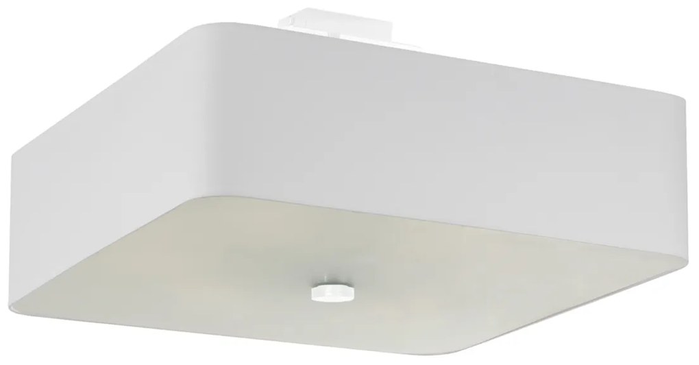 Stropné svietidlo Lokko, 1x biele textilné tienidlo, (biele sklo), (45 cm)