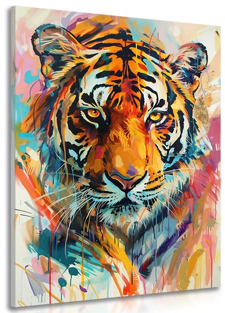 Obraz tiger s imitáciou maľby