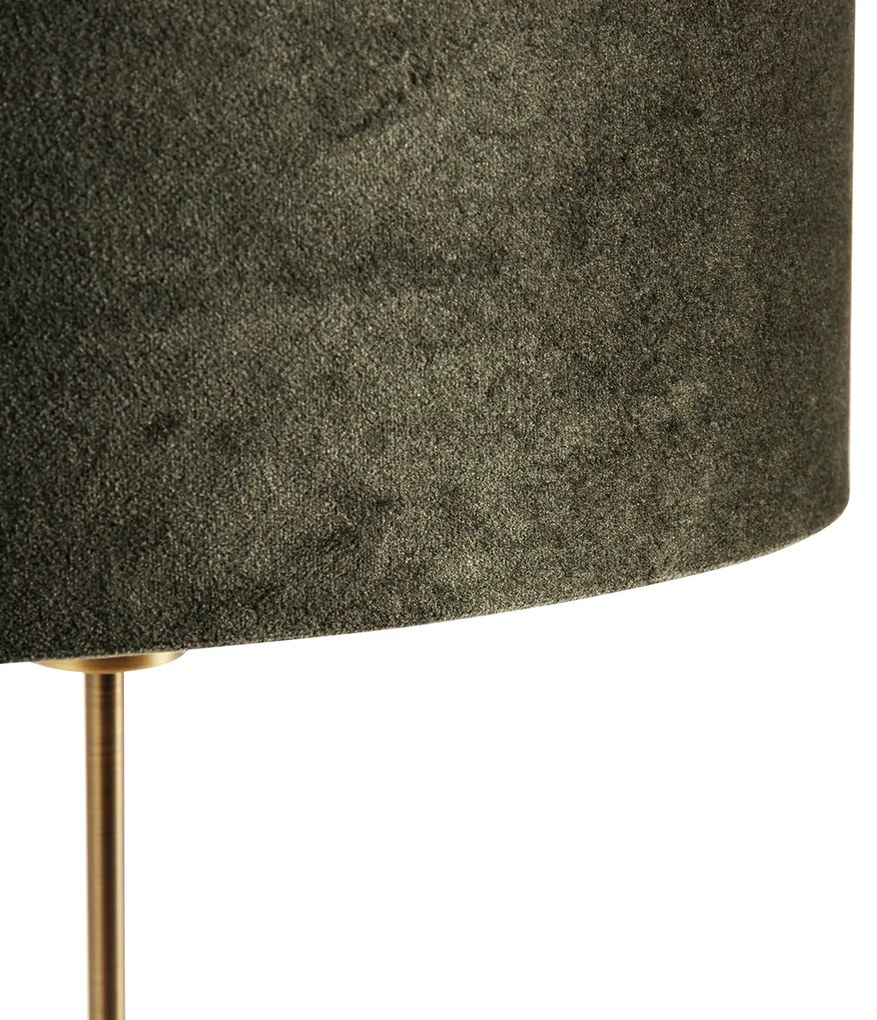 Stolná lampa bronzová s oválnym zamatovým tienidlom zelená 35cm - Parte