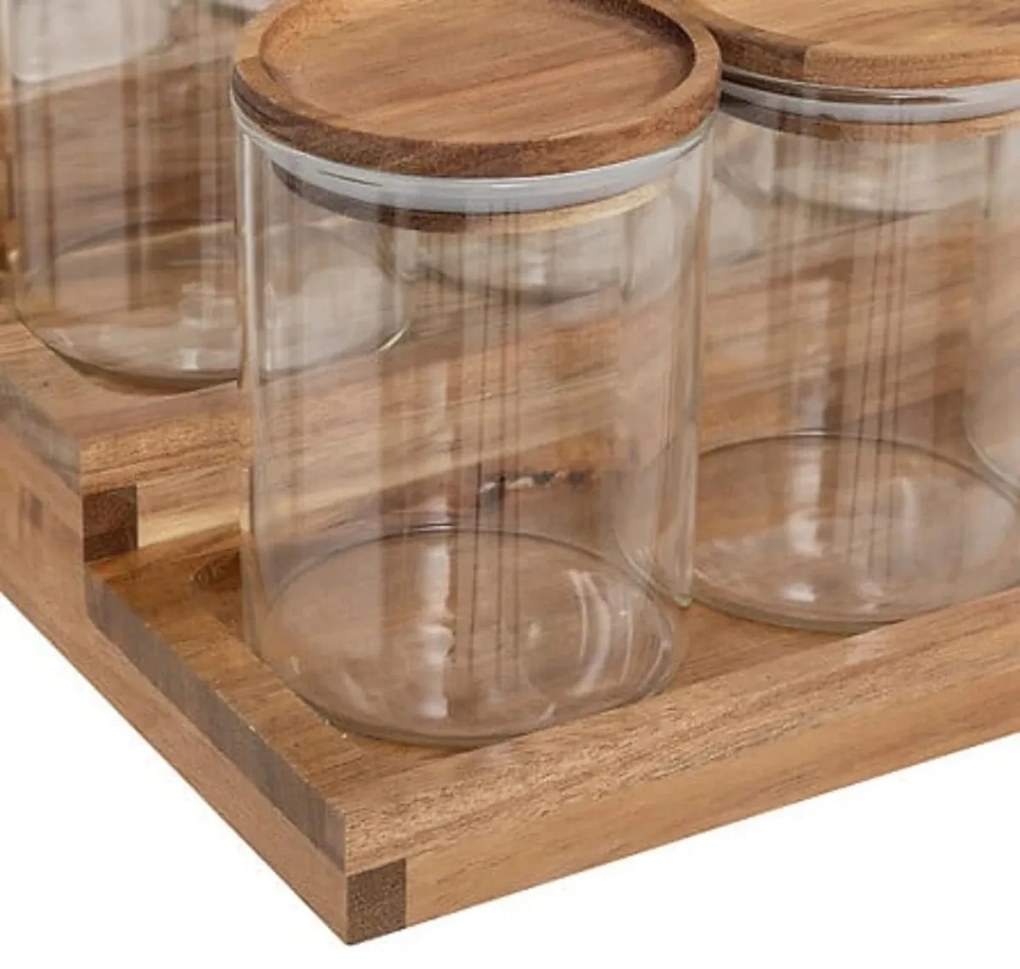 JJA Sada 9ks koreničiek s akátovým viečkom (180ml) + schodíky na koreničky AKAT HARMONY