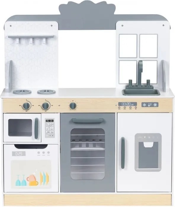 Drevená kuchynka pre deti so stolikom a stoličkami v štýle reštaurácie