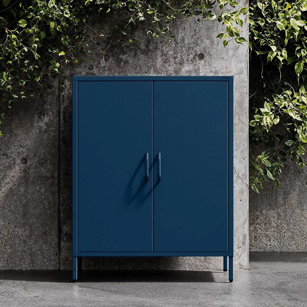 Skrinka do obývačky s policami VITO, 800 x 1015 x 400 mm, Modern: tmavomodrá farba