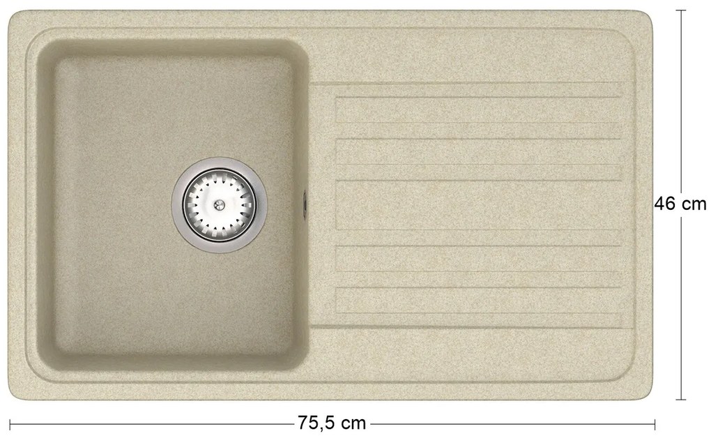 Granitový kuchynský drez so sifónom Hal HNB 02-76 75,5x46 cm - béžová