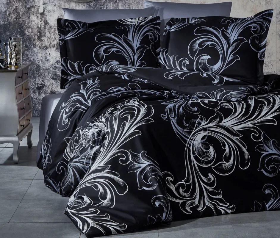 Brotex Francúzske obliečky satén 240x200, 70x90cm Atlantis black zips