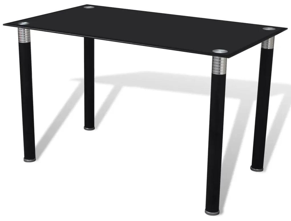 vidaXL Jedálenský stôl so sklenenou doskou, čierny