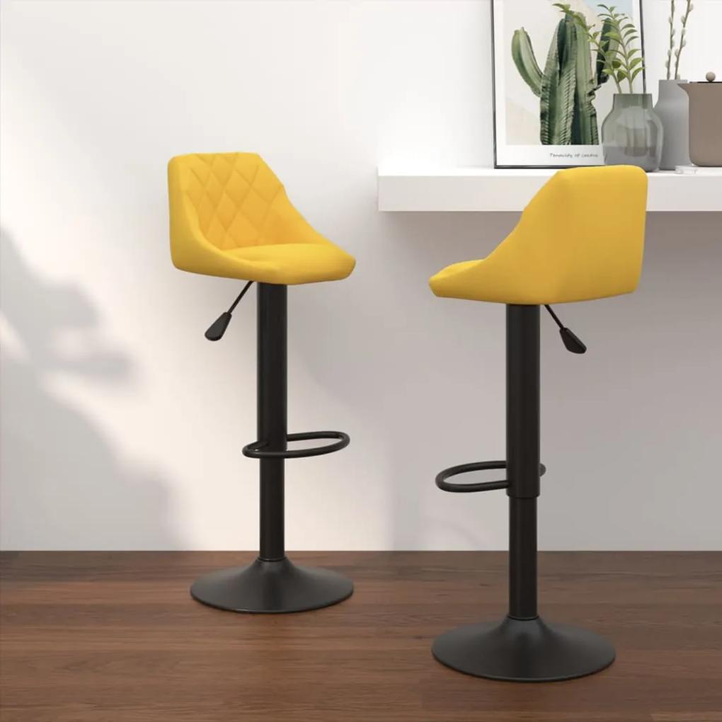 Barové stoličky 2 ks horčicovo-žlté zamatové 335356