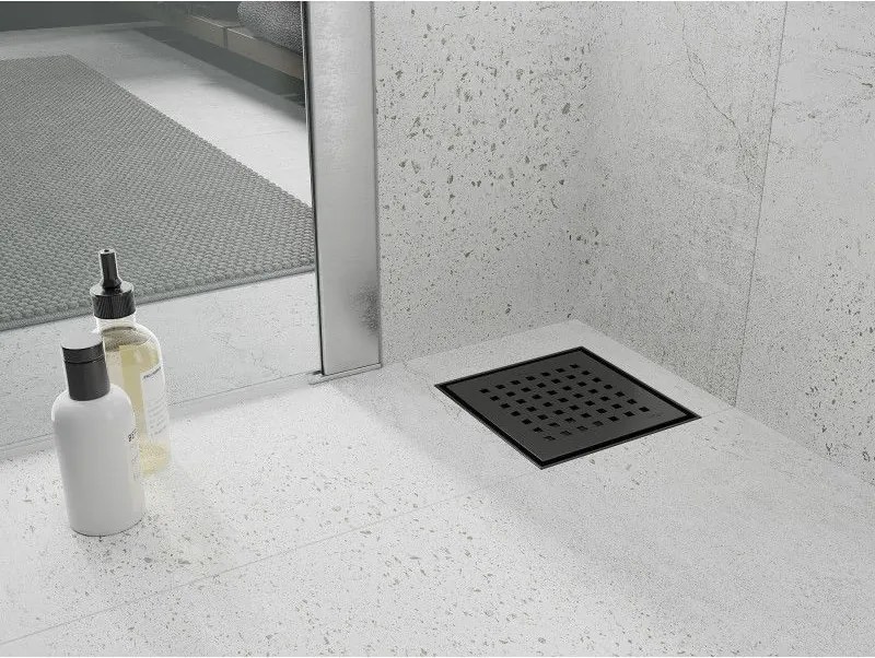 Mexen Flat-Q M08 štvorcová podlahová vpust 12 x 12 cm, čierny - 1710512