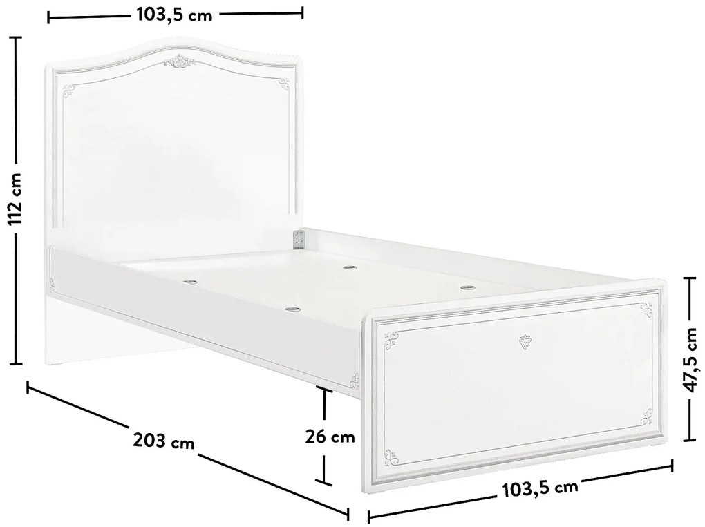 Detská posteľ Betty 100x200cm - biela/šedá