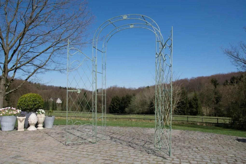 Oblúk na ruže Mel s bránkou - Zelená antik