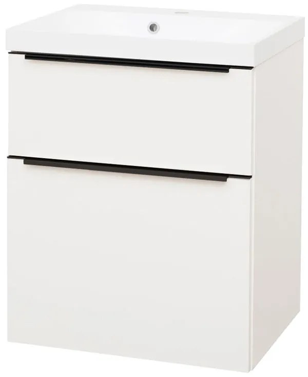 Mereo Mereo, Mailo, kúpeľňová skrinka s umývadlom z liateho mramoru 61 cm, čierne madlo, MER-CN510MB