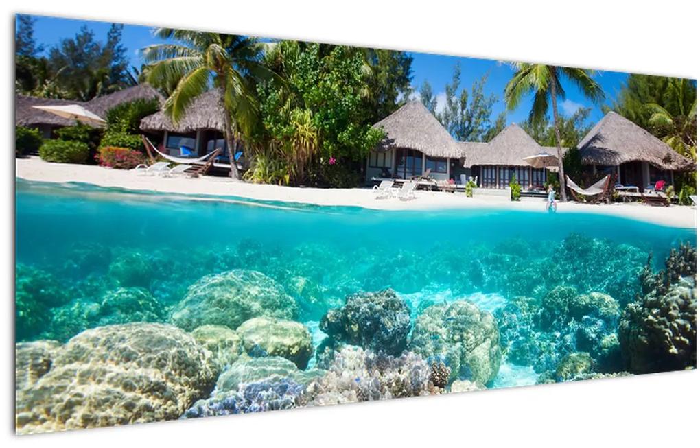 Obraz pláže na tropickom ostrove (120x50 cm)