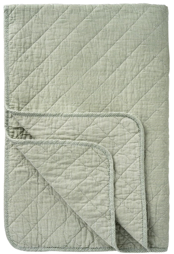 Ib Laursen Prešívaný prehoz Dusty Green Stripes 130 × 180 cm