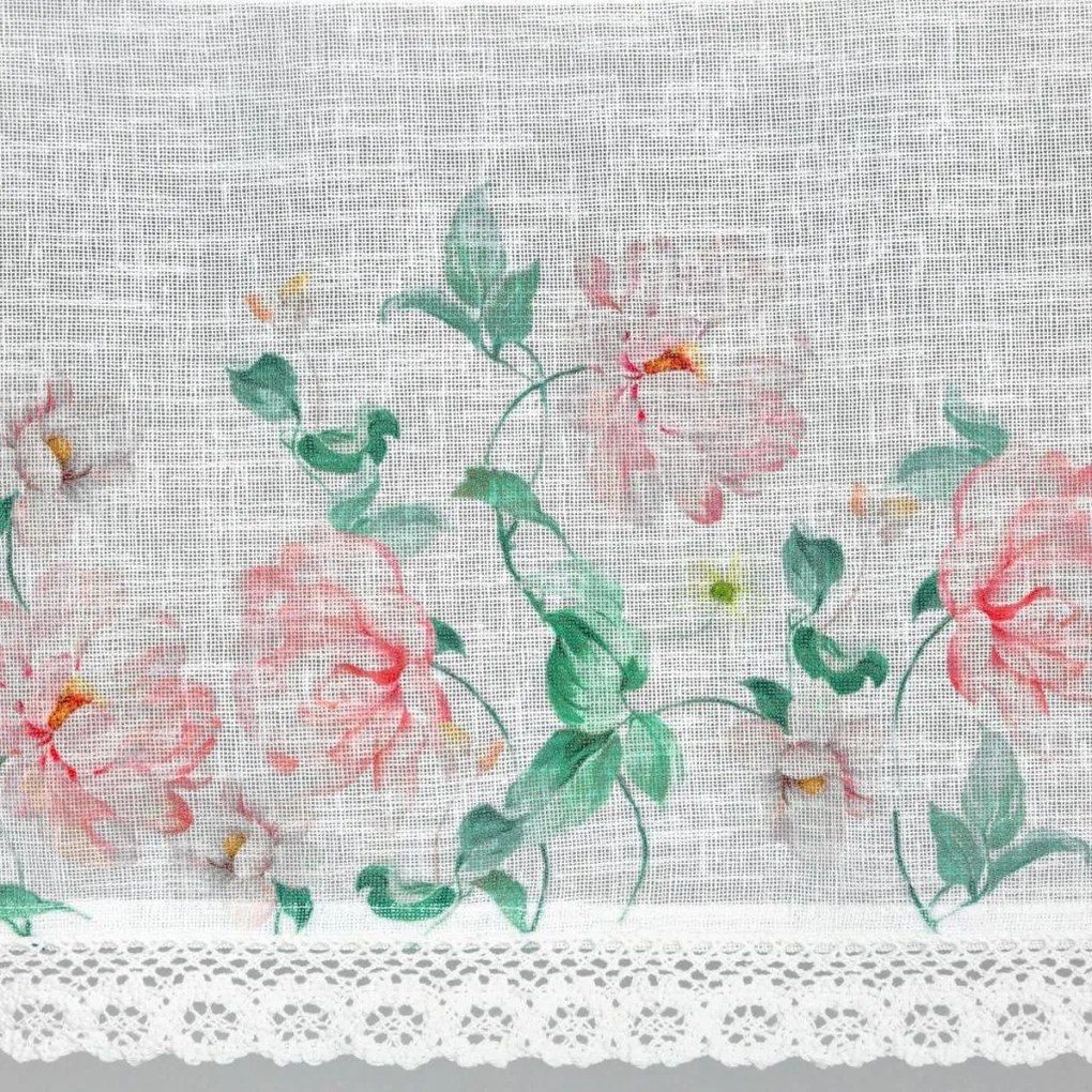 Dekorstudio Kuchynská etamínová záclona s čipkou RUŽA Rozmer záclonky: 30x150cm
