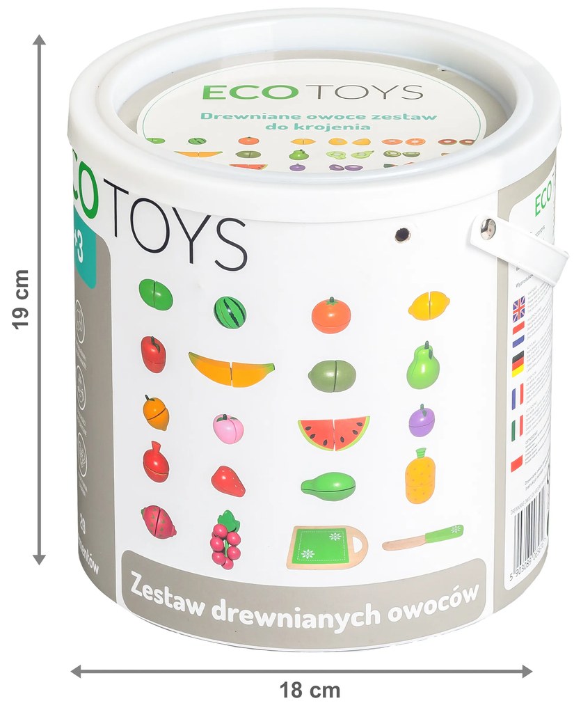 Drevené ovocie na krájanie 20 ks, ECOTOYS