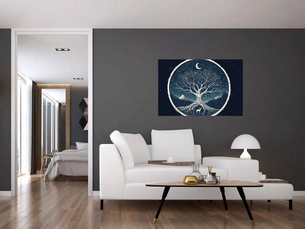 Obraz – Magický strom s jeleňom II. (90x60 cm)