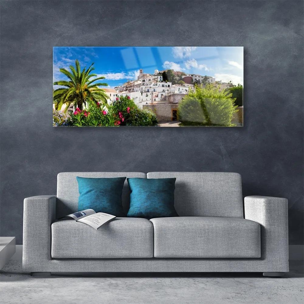 Obraz plexi Mesto palma krajina 125x50 cm