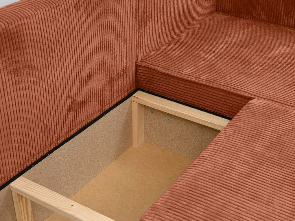 AKCIA Terakotová rohová pohovka SMART COSARO, obojstranná + 2 vankúšiky ZADARMO II. akosť