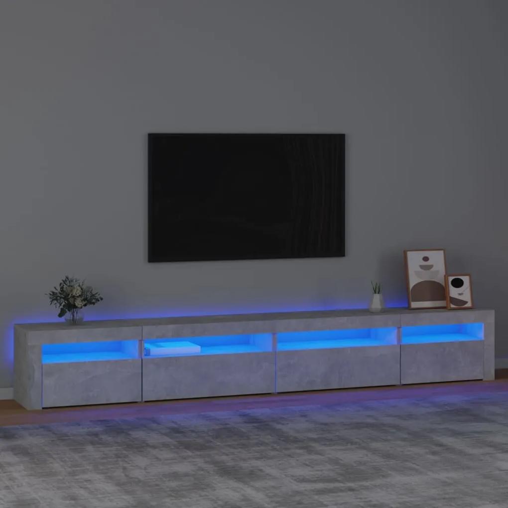 TV skrinka s LED svetlami betónová sivá 270 x 35 x 40 cm