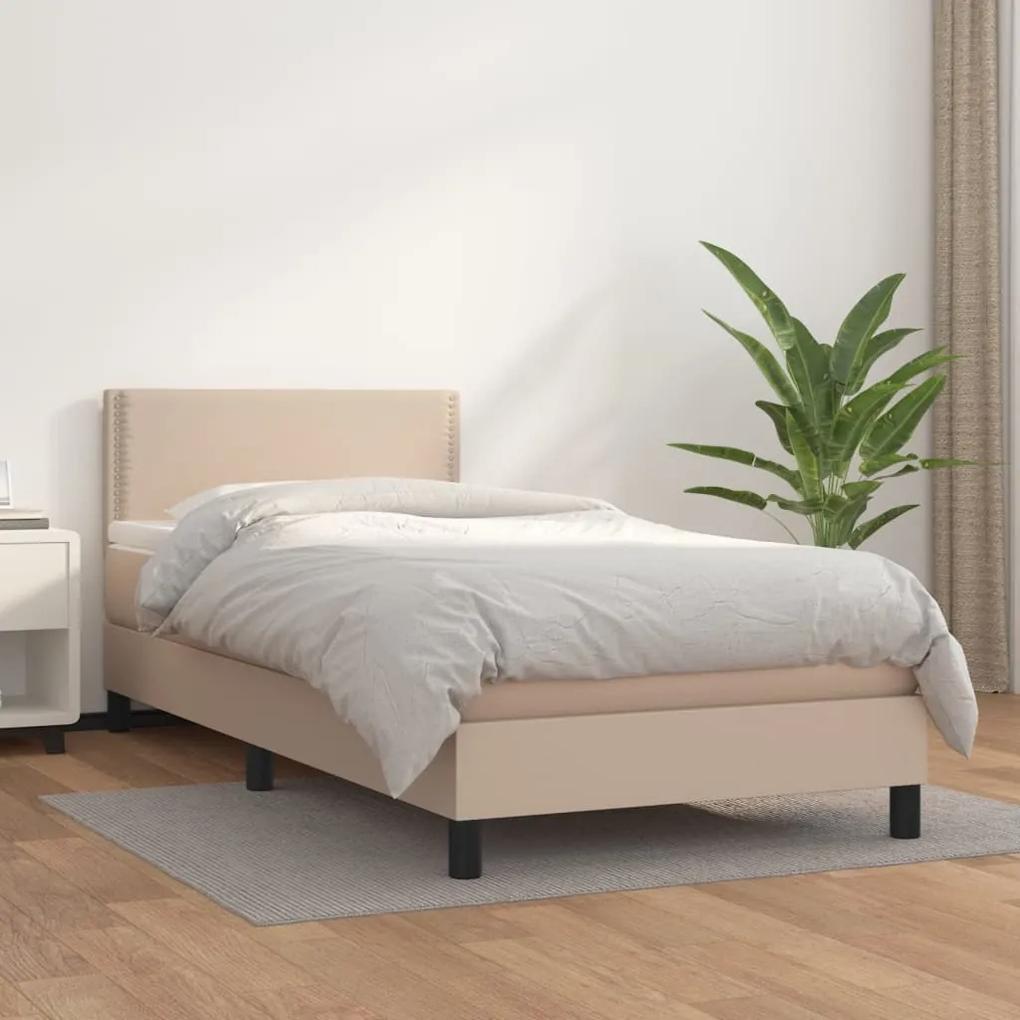 Boxspring posteľ s matracom kapučínová 80x200 cm umelá koža 3141034